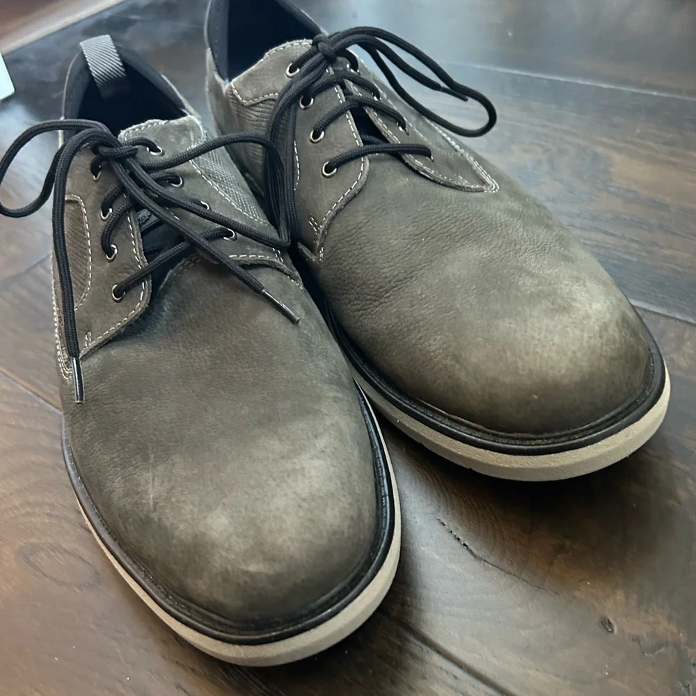 Dockers Cabot Taupe Grey Leather Oxford Shoes Size 11